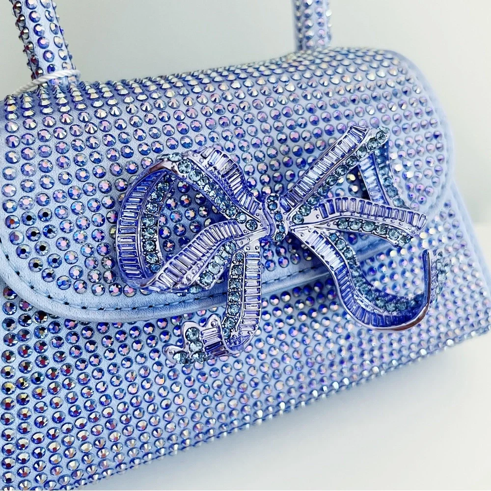SELF PORTRAIT Mini Bow Crystal Embellished Silk Purse - Picture 3 of 10